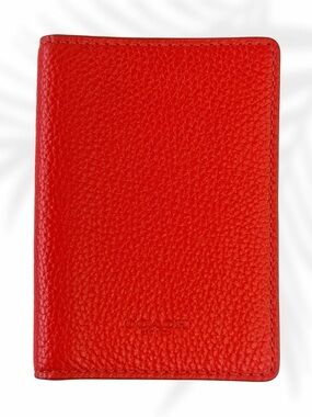Coach Red Pebbled Leather Passport Cover travel wallet